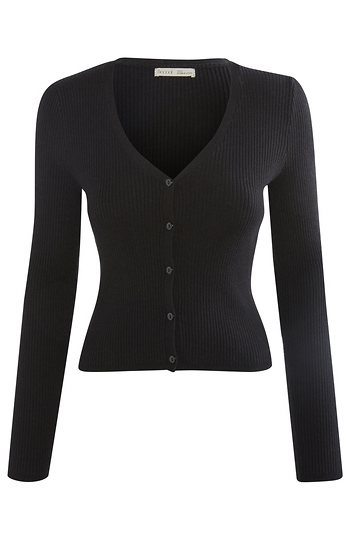Buttoned Front Long Sleeve Knit Top Slide 1