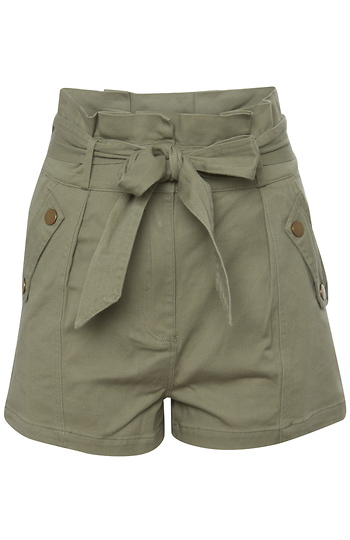 High Waist Paperbag Shorts Slide 1