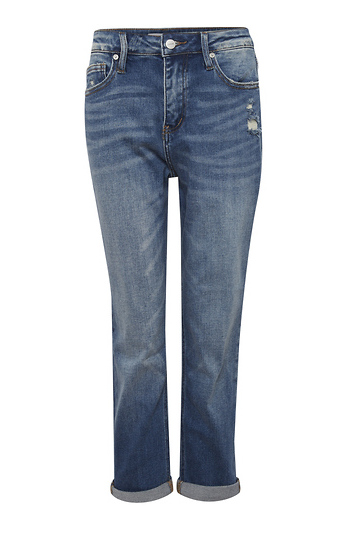 High Rise Jeans with Rolled Cuff Slide 1