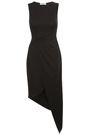 Sleeveless Twist Wrap Rib Midi Dress Slide 1