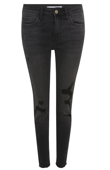 Flying Monkey Mid Rise Distressed Raw Hem Crop Skinny Slide 1