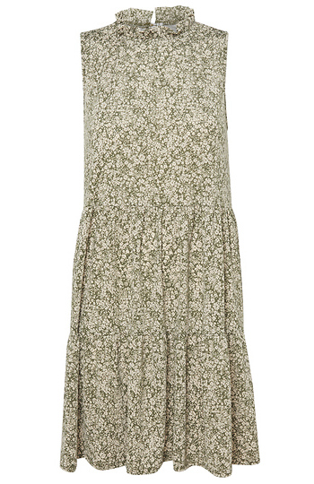 Ruffle Neck Printed Dress Slide 1