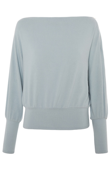 Long Sleeve Boat Neck Shoulder Zipper Top Slide 1