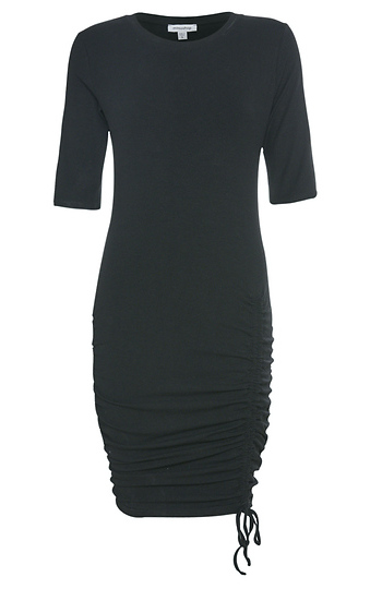 Rib Knit Ruched Detail Midi Dress Slide 1