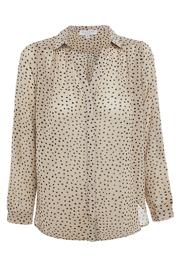 Polka Dot Top with Hidden Button Front Slide 1