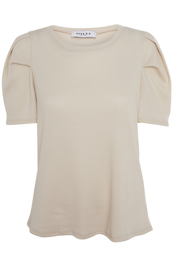 Puff Sleeve Crew Neck Top Slide 1