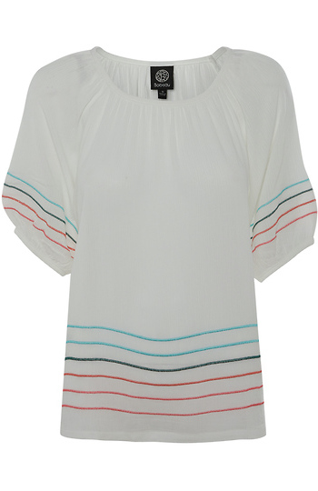 Short Sleeve Top with Embroidery Slide 1