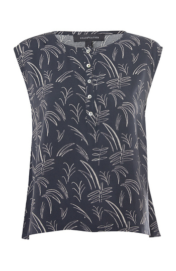 Leaf Print Button Tank Slide 1