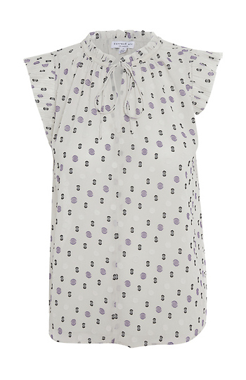 Dotted Jacquard Pleated Top Slide 1