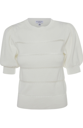 Lace Stripe Knit Top Slide 1