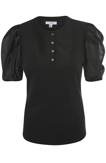 Short Sleeve Mixed Media Top Slide 1