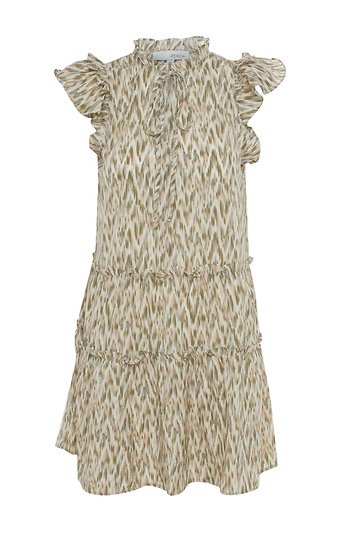 Ruffle Sleeve Printed Dress Slide 1
