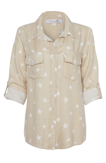 Button Front Stars Rolled Cuff Shirt Slide 1