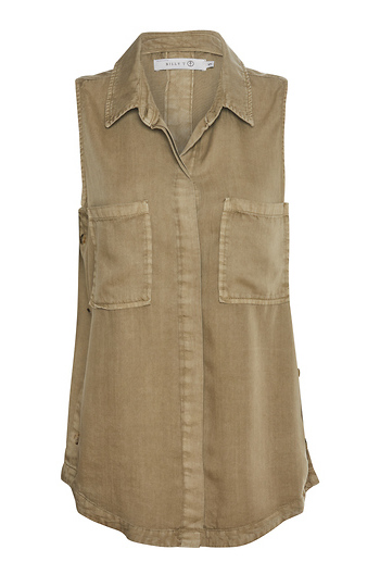 Sleeveless Side Button Tencel Shirt Slide 1