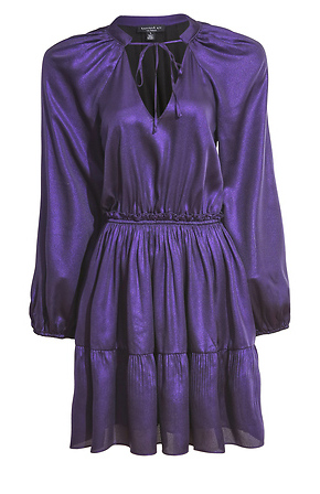 V-Neck Tiered Mini Dress in Indigo | DAILYLOOK