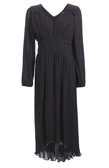 Long Sleeve Pleated Midi Dress Slide 1