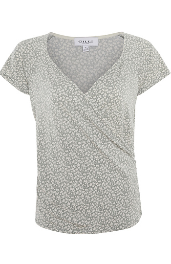 Short Sleeve Surplice Top Slide 1