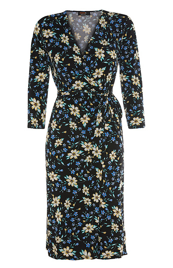 Printed Faux Wrap Dress Slide 1
