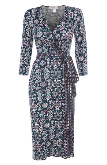 Printed Faux Wrap Dress Slide 1