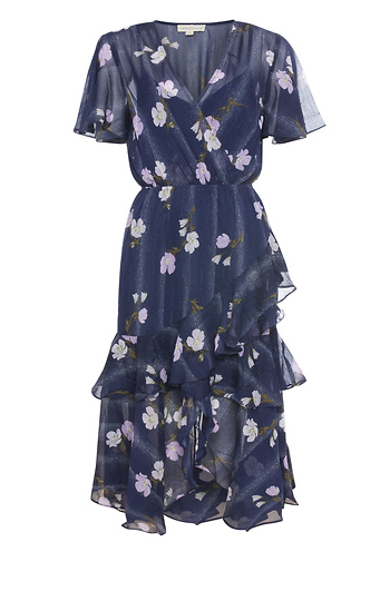 Floral Ruffle Midi Dress Slide 1