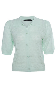 Short Sleeve Collared Knit Top Slide 1