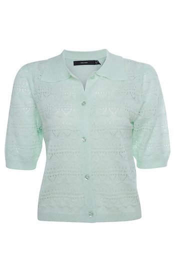 Short Sleeve Collared Knit Top Slide 1