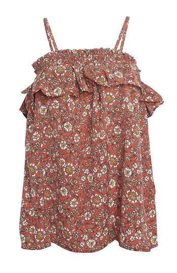 Smocked Floral Print Ruffle Top Slide 1