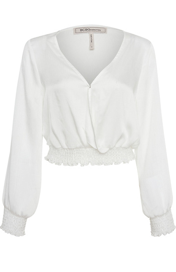 BCBGeneration Smocked Waist Top Slide 1