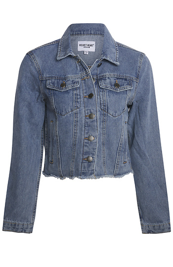 Velvet Heart Frayed Hem Denim Jacket Slide 1