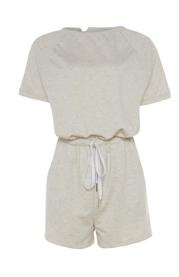 Short Sleeve Drawstring Romper Slide 1