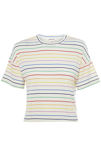 Rainbow Striped Short Sleeve Tee Slide 1