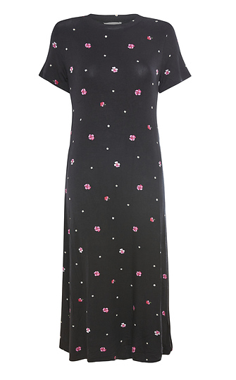 Short Sleeve Floral Midi Dress Slide 1