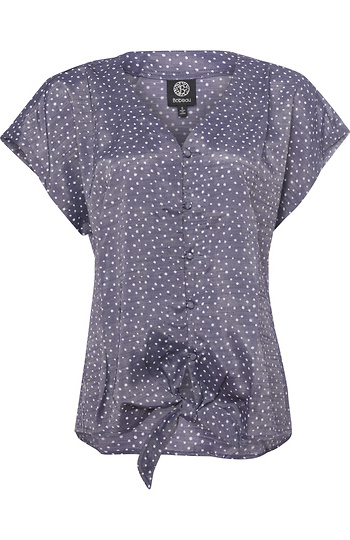 Polka Dot Tie Front Top Slide 1