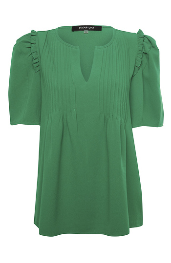 Split Neck Short Sleeve Top Slide 1