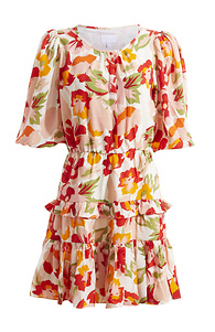 Tiered Floral Printed Dress Slide 1