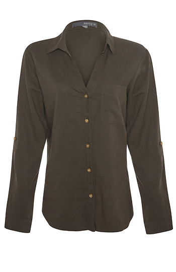 Roll Cuff Linen Shirt Slide 1