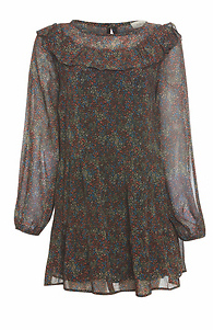 Long Sleeve Printed Chiffon Dress Slide 1