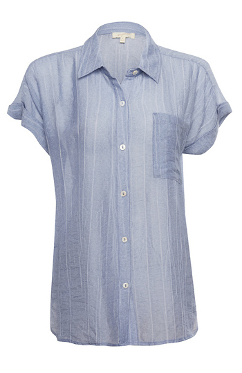 Button Front Top with Rolled Sleeves Slide 1