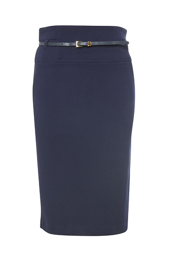 Crepe Pencil Skirt with Belt Slide 1