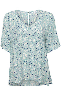 Printed Short Sleeve Babydoll Top Slide 1