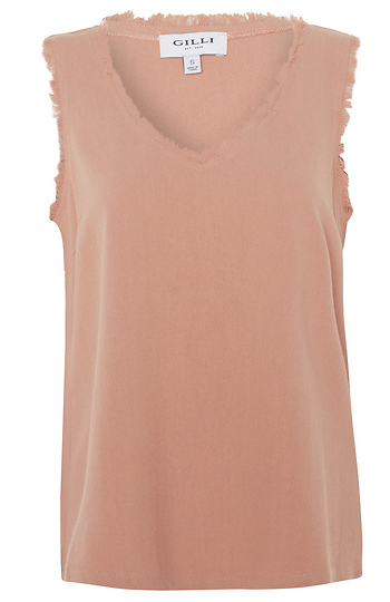V-Neck Sleeveless Frayed Top Slide 1