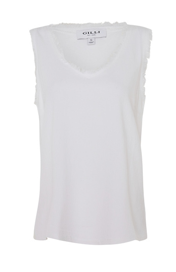 V-Neck Sleeveless Frayed Top Slide 1