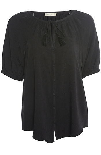 Neck Tie Short Sleeve Top Slide 1
