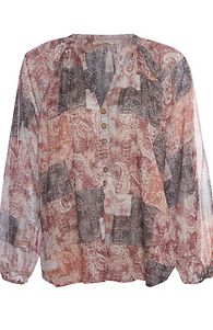 Buttoned Long Sleeve Printed Top Slide 1