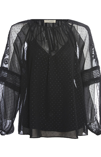 Long Sleeve Split Neck Blouse Slide 1