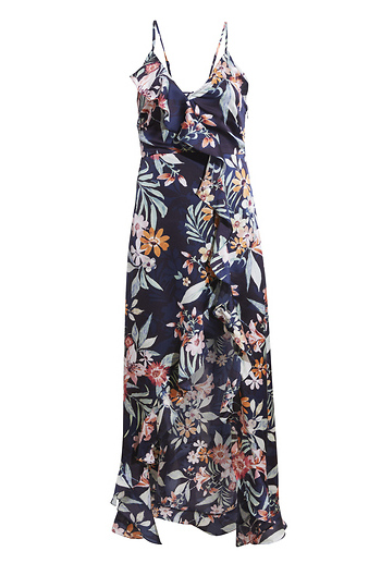 Floral Asymmetrical Ruffle Dress Slide 1