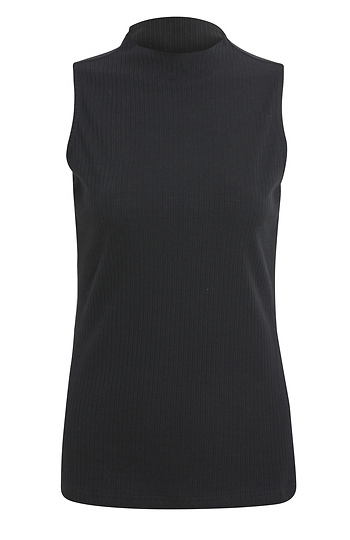 Ribbed Mock Neck Sleeveless Top Slide 1