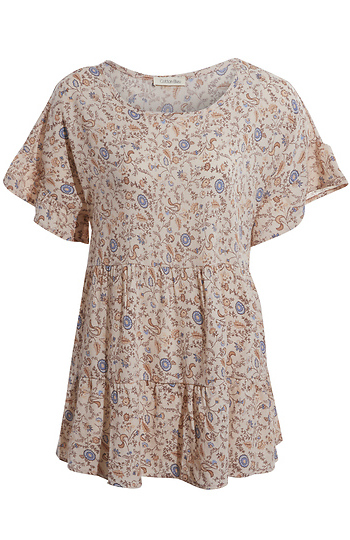 Printed Tiered Babydoll Top Slide 1