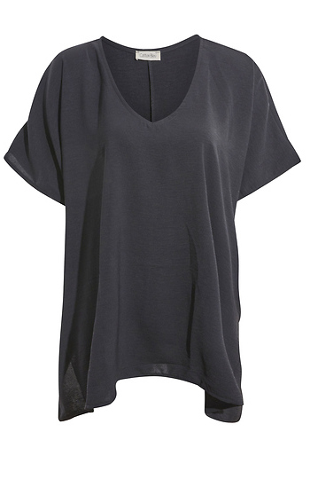 V-Neck Drop Shoulder Oversize Top Slide 1
