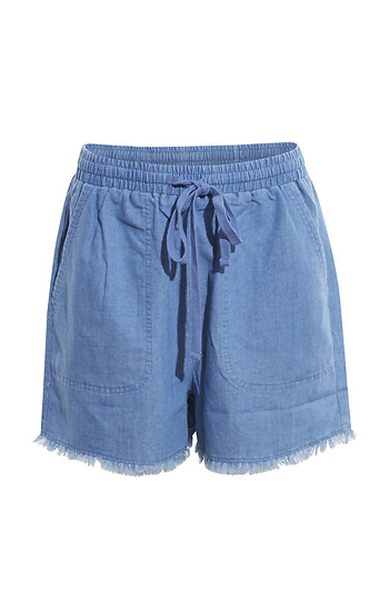 Washed Denim Fray Detailed Shorts Slide 1